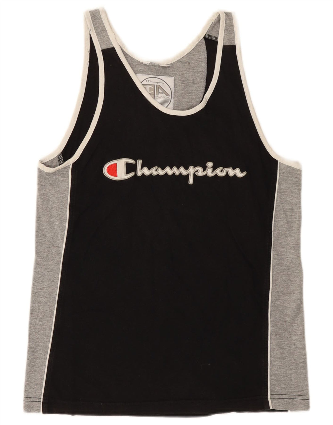 Champion Womens Graphic Vest Top UK 12 Mittelschwarze Colourblock-Baumwolle