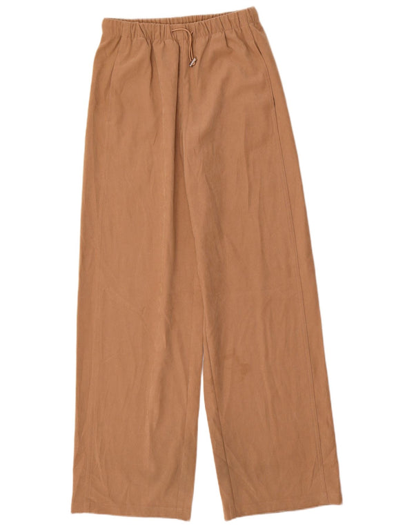 Zara Damen Freizeithose mit weitem Bein XS W24 L31 Beige Polyester