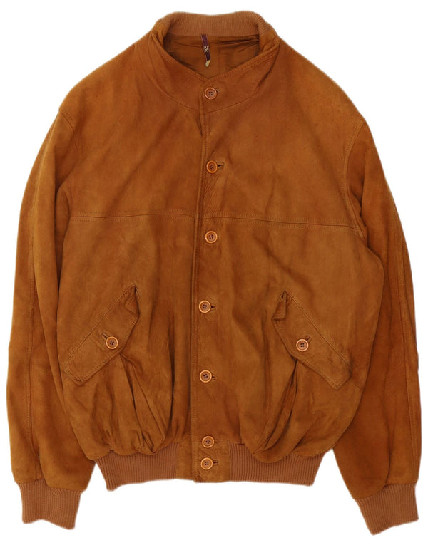 Vintage Herren Wildleder Bomberjacke UK 40 Großes braunes Leder