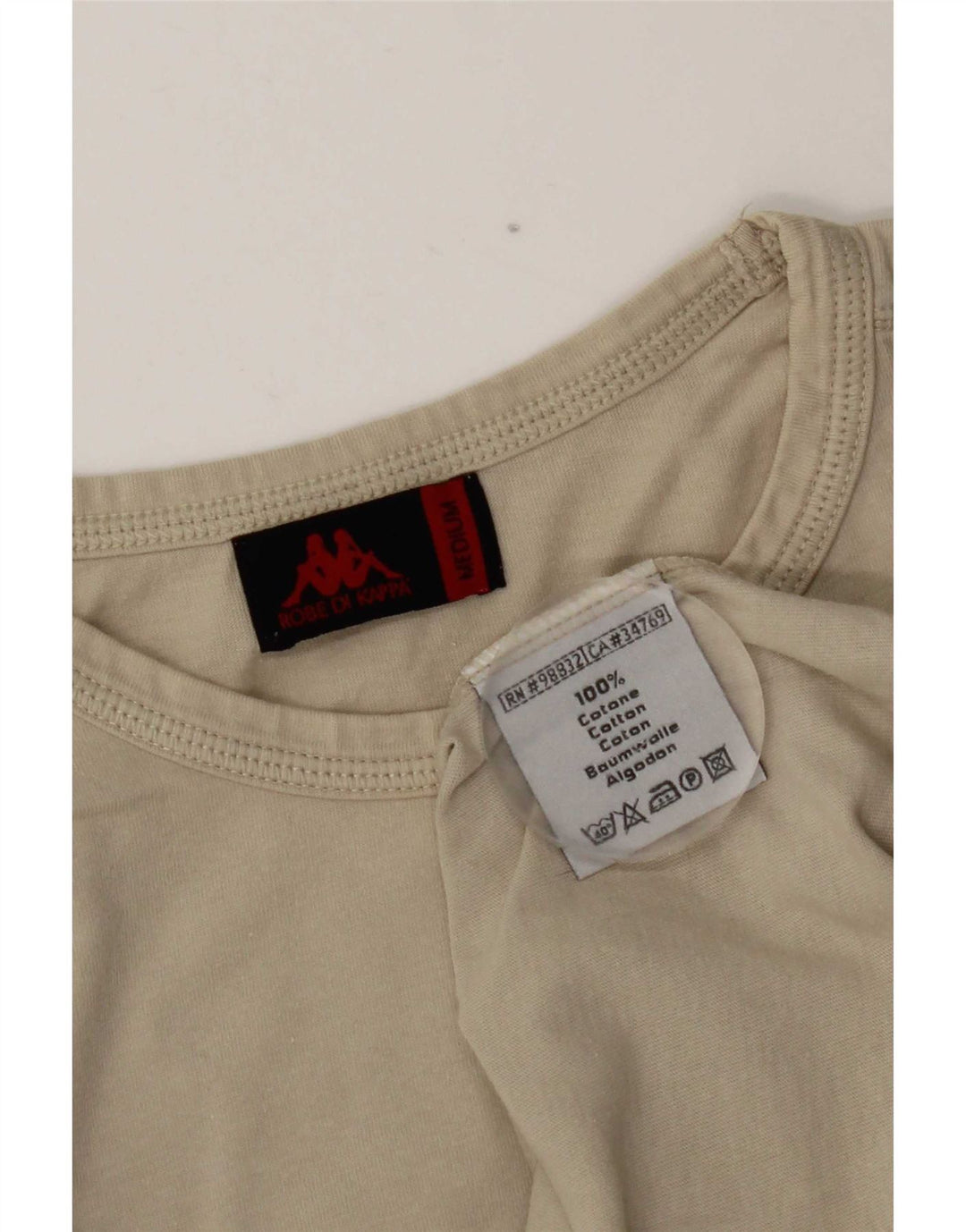 Kappa Damen T-Shirt Top UK 14 Mittelbeige Baumwolle