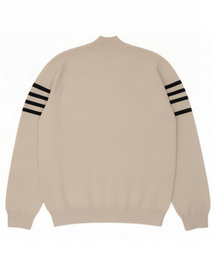 Marks & Spencer Herren-Pullover mit Rundhalsausschnitt, XL, beige gestreift, Polyester