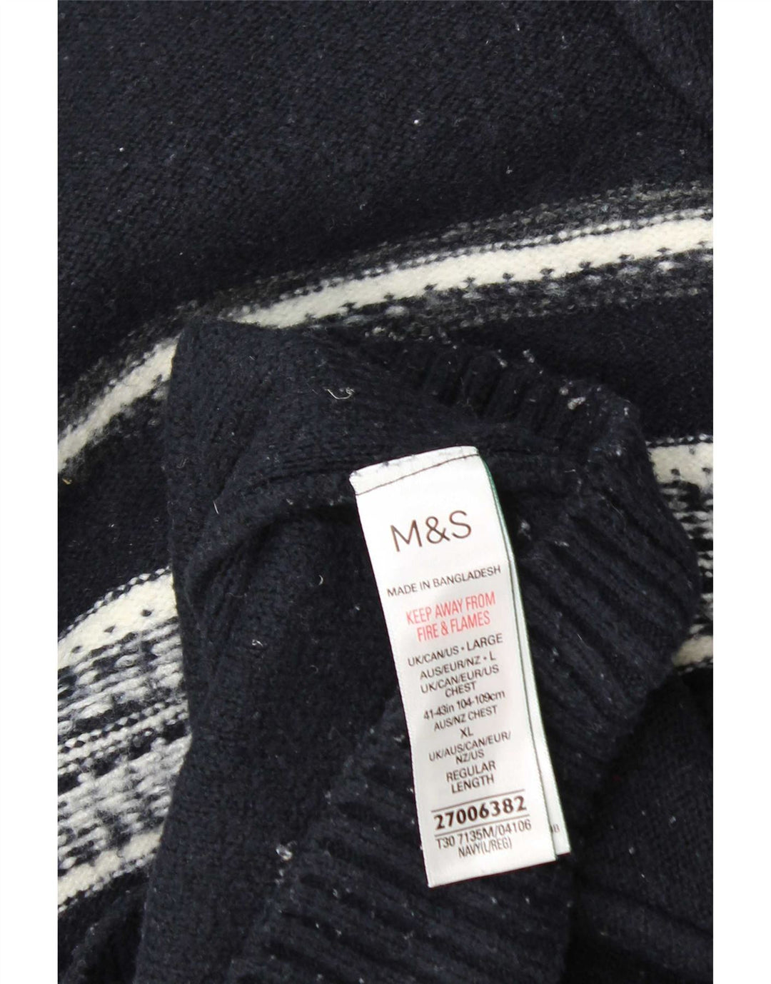 Marks & Spencer Herren-Pullover mit Reißverschluss am Hals, groß, marineblau gestreift
