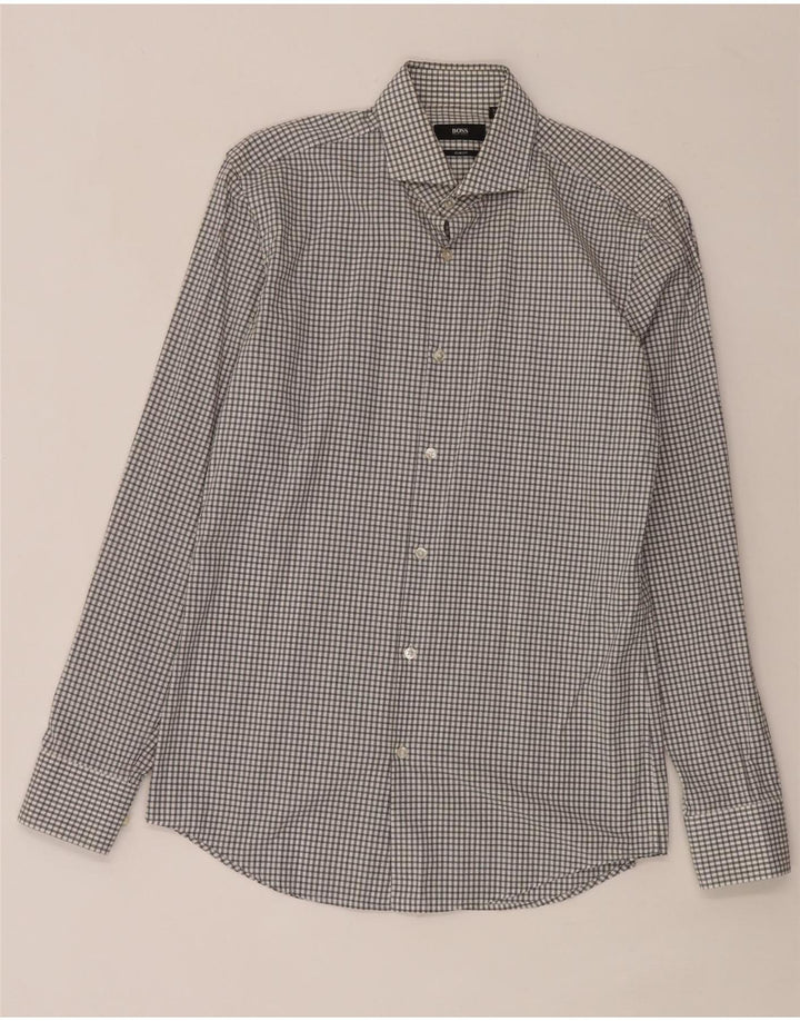 Hugo Boss Herren Slim Fit Hemd Größe 38 15 Mittelweiß kariert