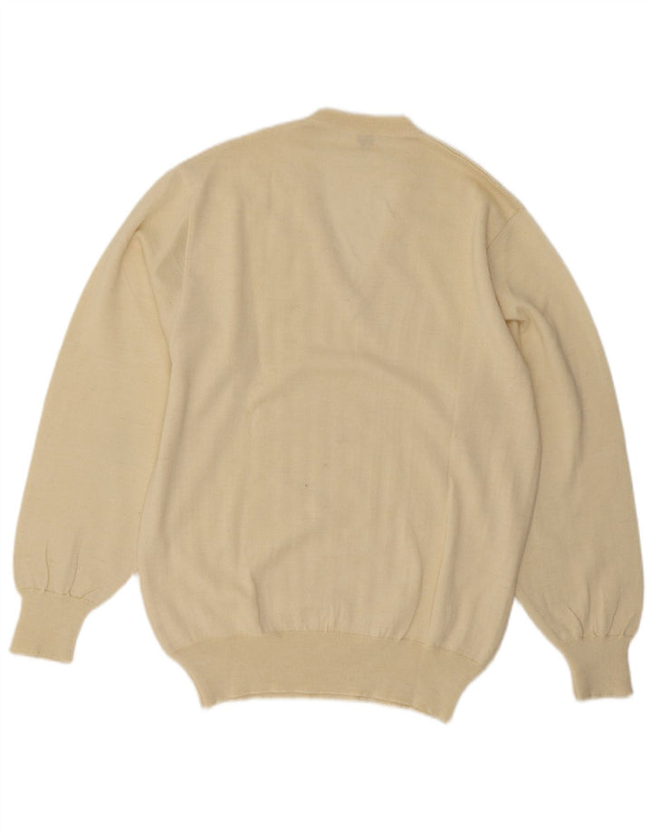 Vintage Herren V-Ausschnitt Pullover IT 52 Große Beige Wolle