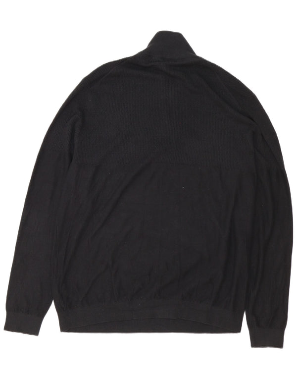 Jack & Jones Herren-Pullover mit Reißverschluss am Hals, 2XL, schwarze Baumwolle
