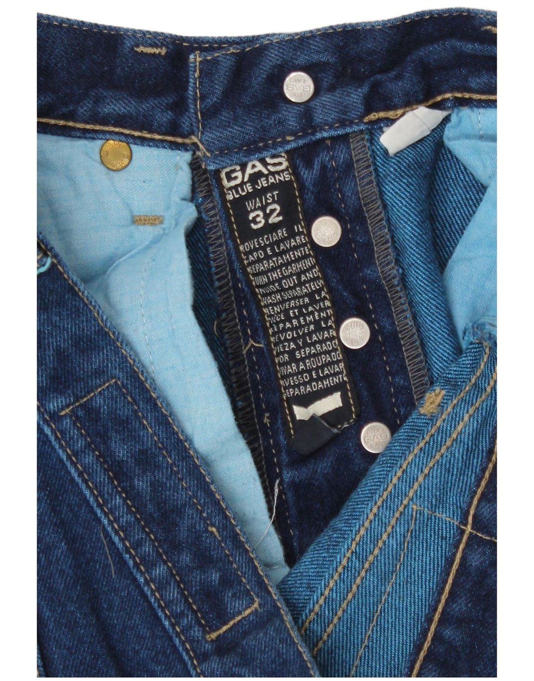 Gas Herren Straight Jeans W32 L28 Blaue Baumwolle
