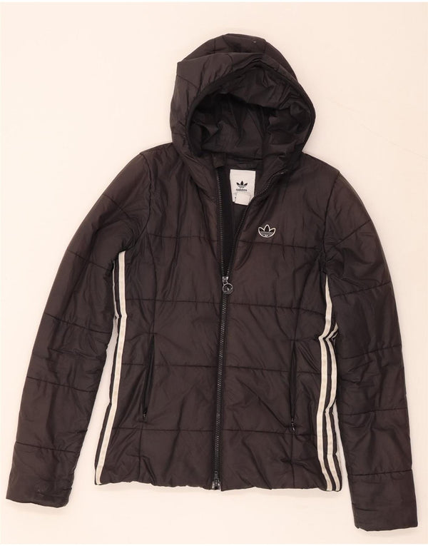 Adidas Damen Primegreen Wattierte Jacke mit Kapuze UK 6 XS Schwarz Polyester