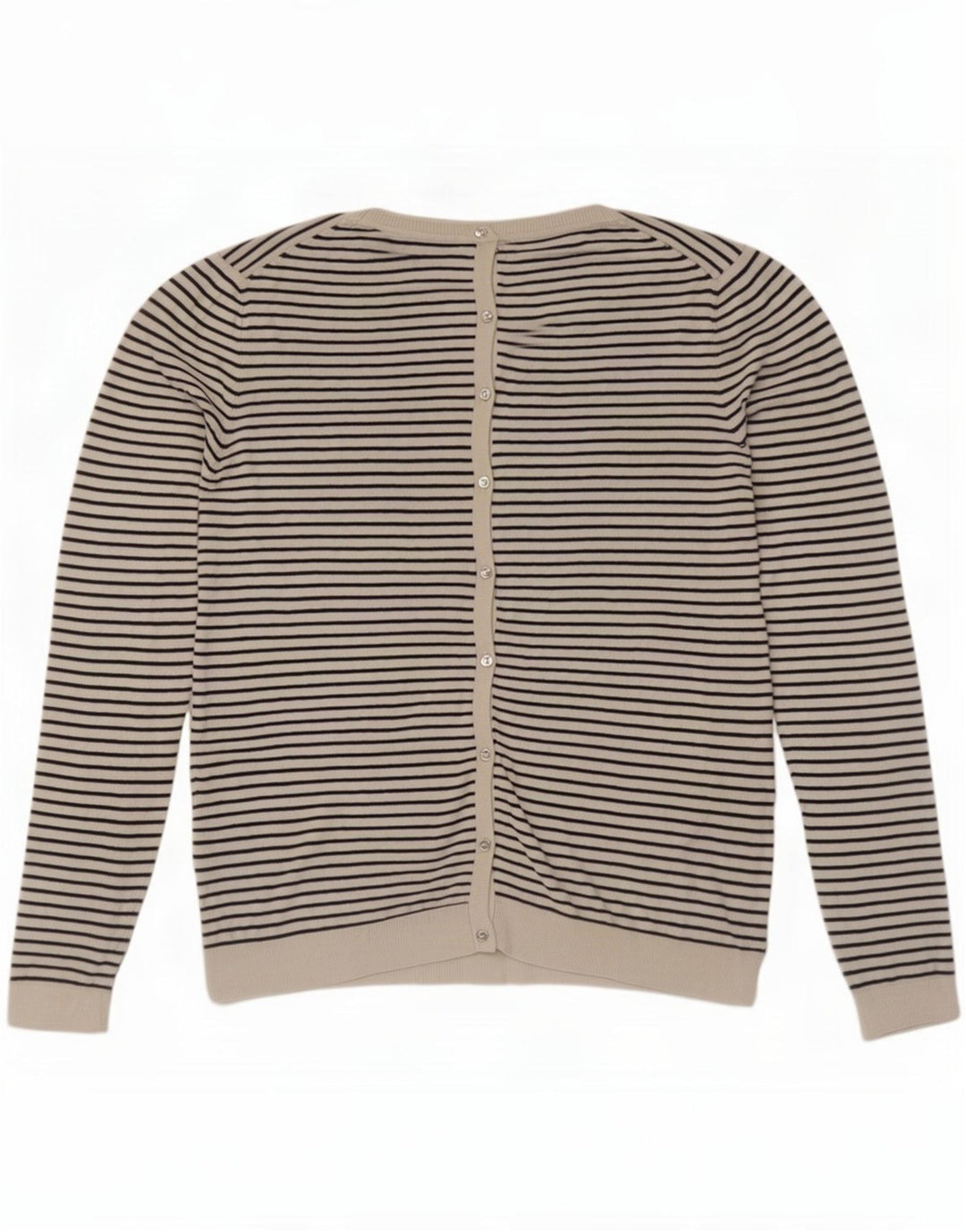 Massimo Dutti Damen-Cardigan-Pullover UK 14 Große weiß gestreifte Seide