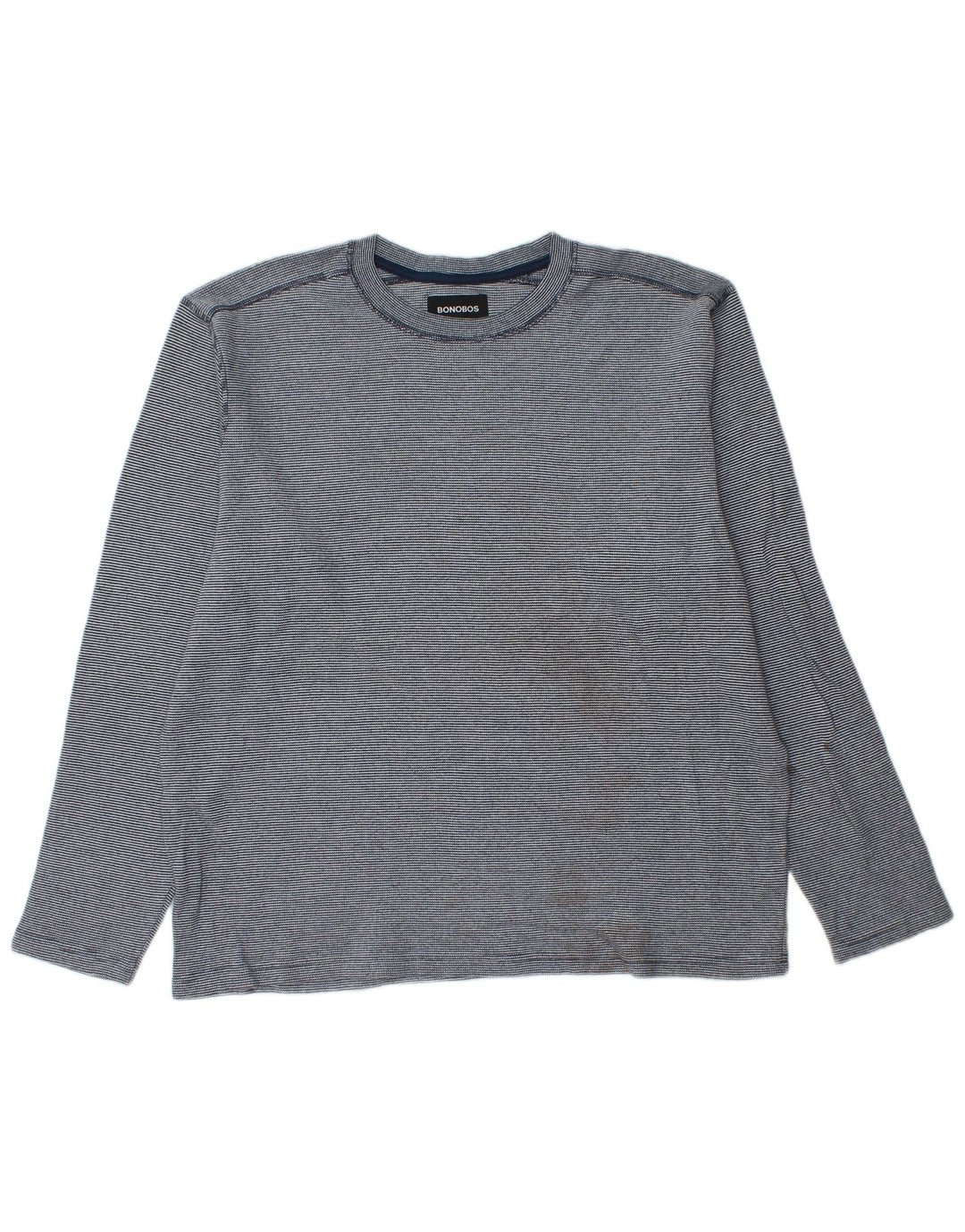 BONOBOS Herren-Top, langärmelig, XL, blaue Nadelstreifen-Baumwolle