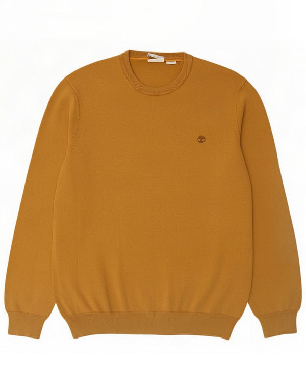 Timberland Mens Crew Neck Jumper Sweater Large Yellow Cotton