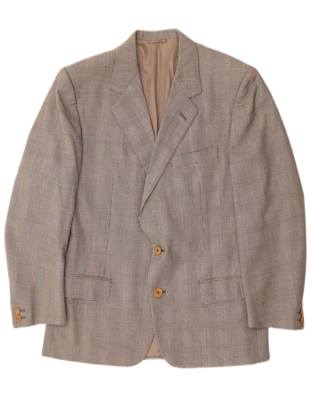 Burberrys Herren-Blazer mit 2 Knöpfen, IT 48, mittelgrau karierte Wolle