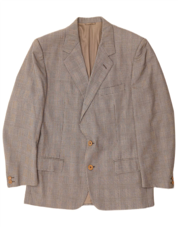 Burberrys Herren-Blazer mit 2 Knöpfen, IT 48, mittelgrau karierte Wolle