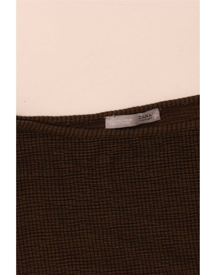 Zara Damen-Oversize-Top mit 3/4-Ärmeln, UK-Größe 16, Größe L, Braun