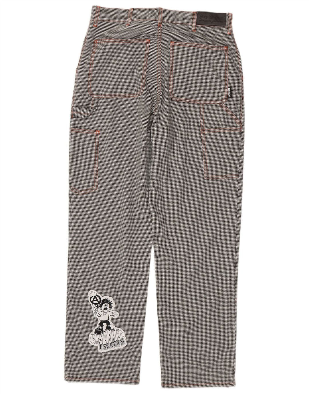 Pas De Mer Herren-Cargohose mit Grafik, W30, L30, schwarzer Hahnentritt-Cartoon