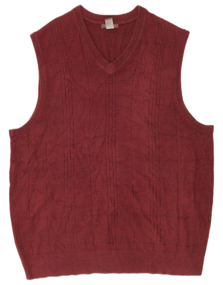 DOCKERS Herren Weste Tank Top 2XL Burgund Karo Acryl