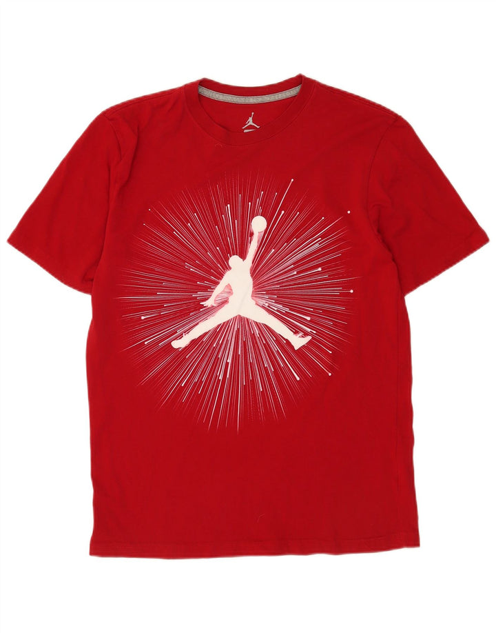 Jordan Herren Grafik-T-Shirt-Oberteil aus mittelroter Baumwolle