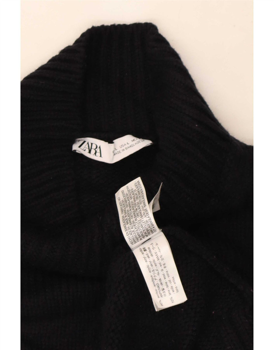 Zara Damen Crop Oversized Rollkragenpullover Pullover UK 16 Large Marineblau