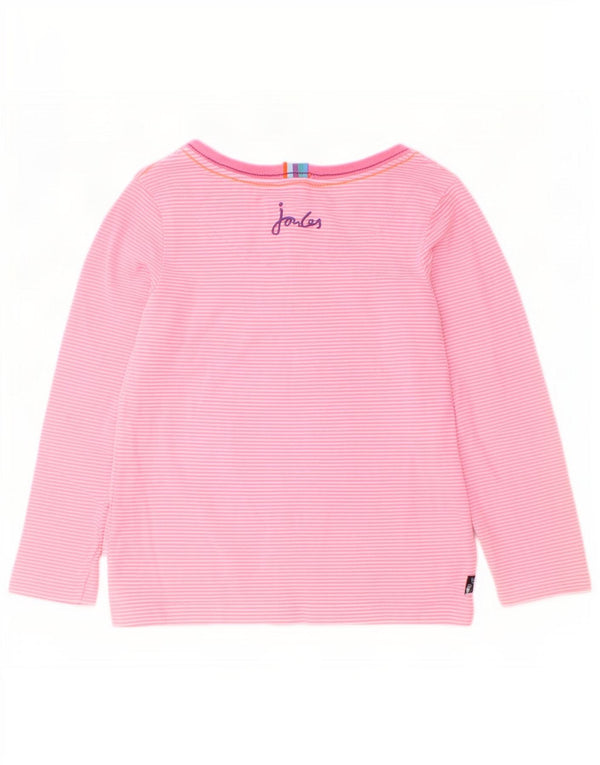 Joules Mädchen-Top mit Grafik, langärmlig, 2–3 Jahre, Rosa, Nadelstreifen, Baumwolle