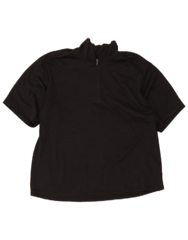 Patagonia Womens Zip Neck T-Shirt Top UK 14 Mittelschwarzes Polyester