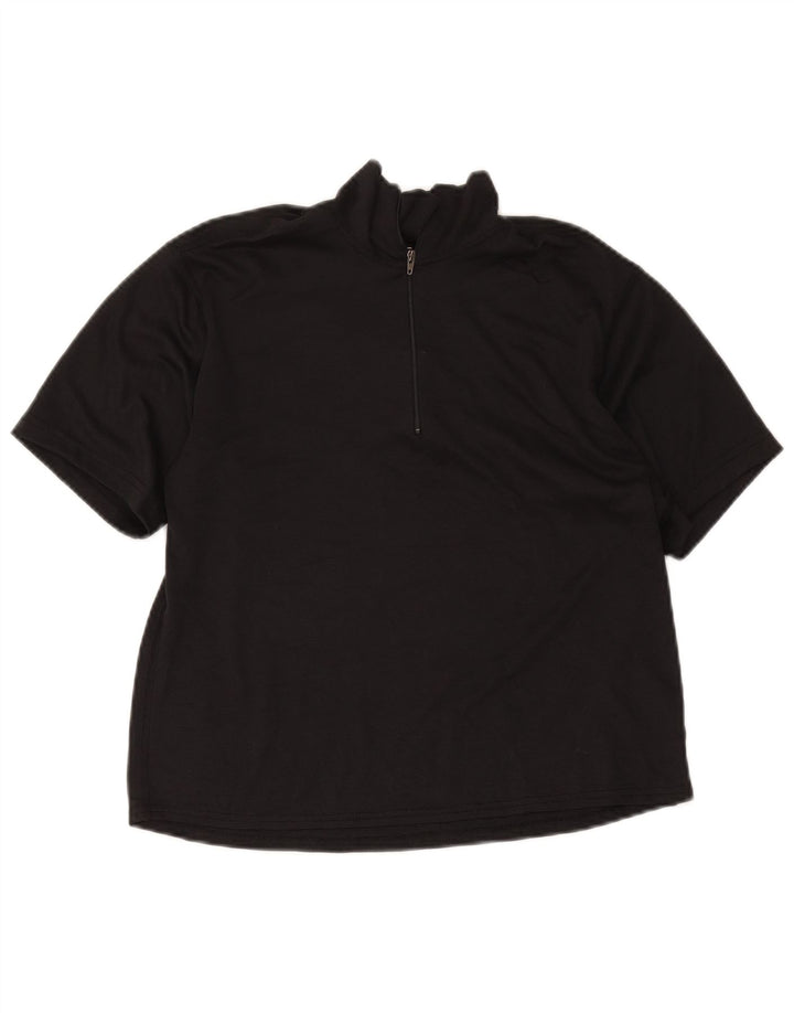 Patagonia Womens Zip Neck T-Shirt Top UK 14 Mittelschwarzes Polyester