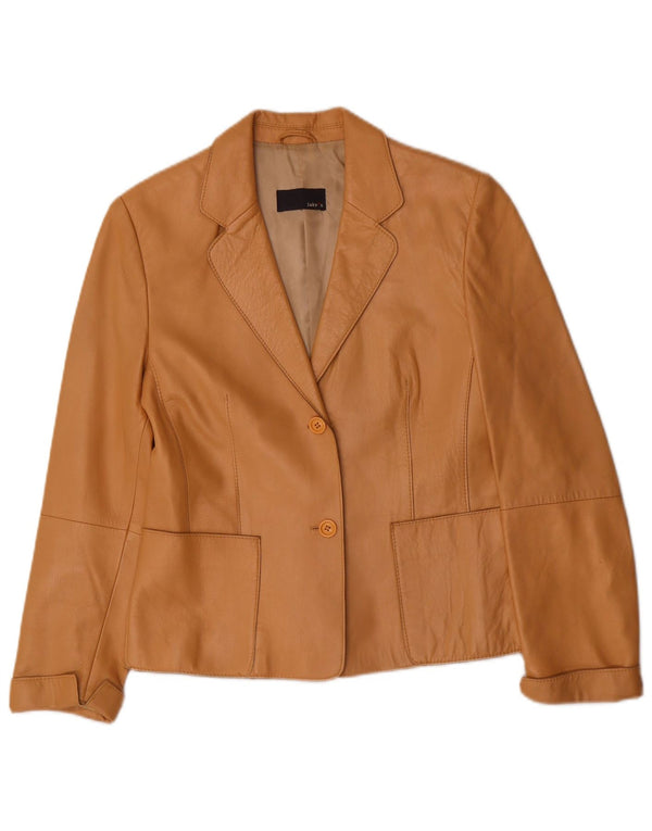 Jake's Damen-Blazerjacke aus Leder mit 2 Knöpfen, Gr. 10, Größe S, beiges Leder