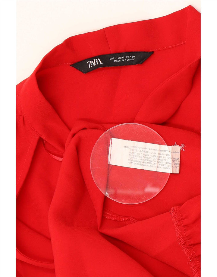 Zara Damen A-Linien-Kleid UK 16 Large Rot Polyester