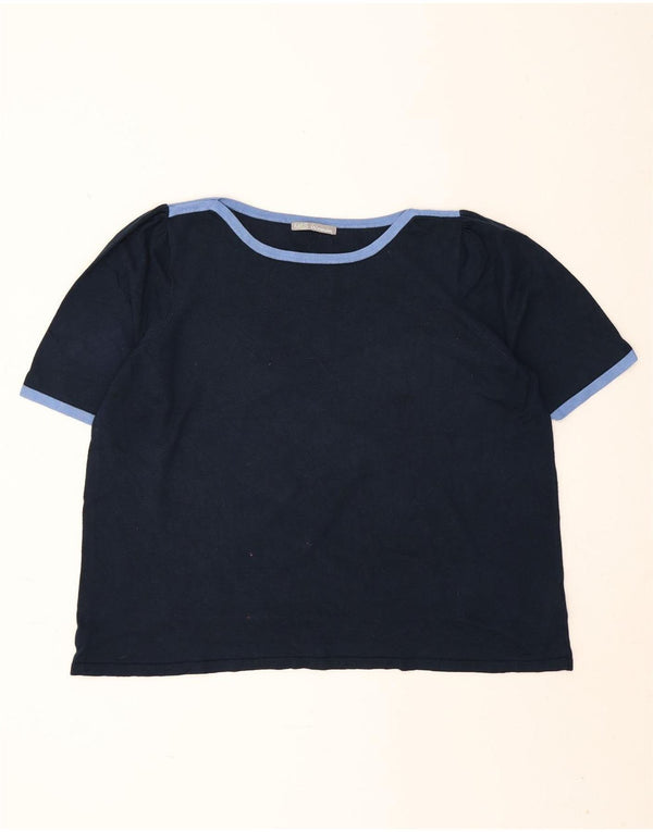 Marks & Spencer Damen T-Shirt Top UK 22 3XL Marineblaue Viskose