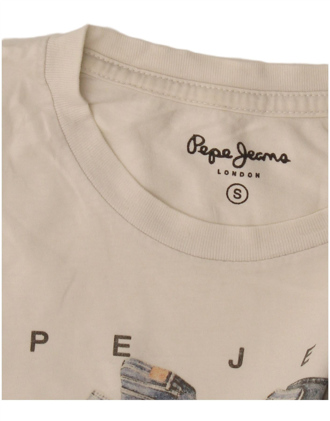 PEPE Jeans Herren-T-Shirt mit Grafik, Größe S, gebrochenes Weiß