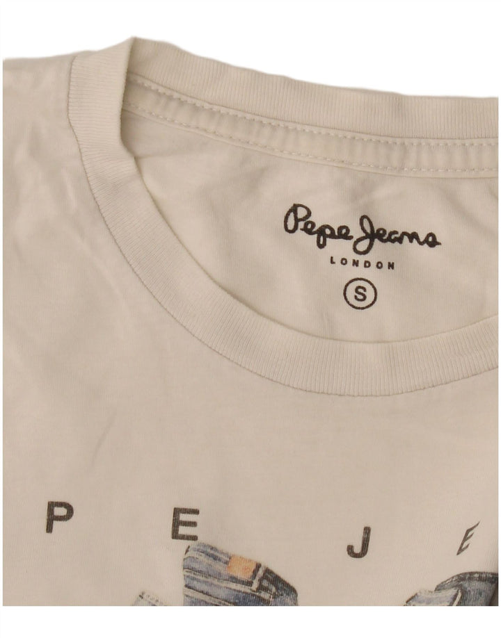 PEPE Jeans Herren-T-Shirt mit Grafik, Größe S, gebrochenes Weiß