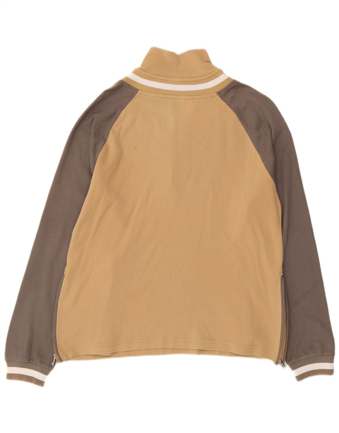 Champion Damen-Sweatshirt mit Reißverschluss am Hals, UK 14, Mittelbeige, Farbblock
