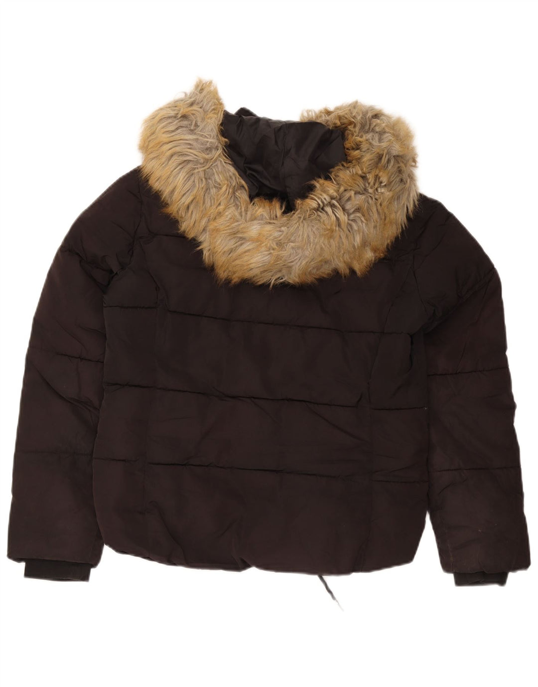 Topshop Damen-Kapuzen-Übergröße, gepolsterte Jacke, Größe S, Schwarz, Polyester