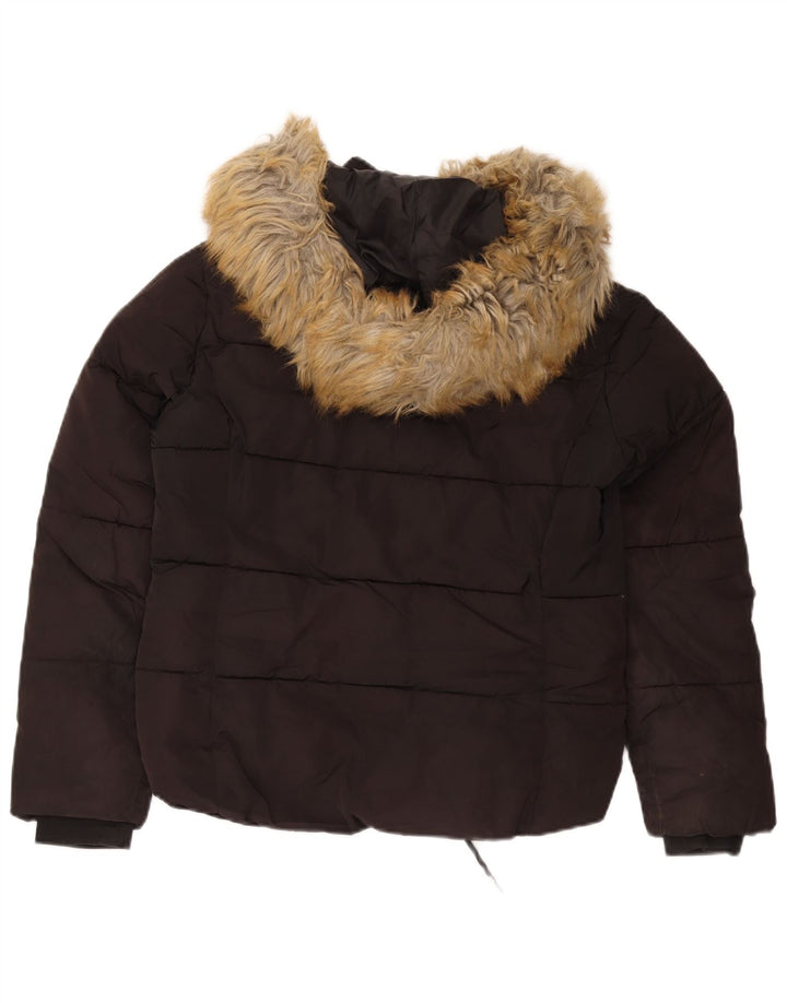 Topshop Damen-Kapuzen-Übergröße, gepolsterte Jacke, Größe S, Schwarz, Polyester
