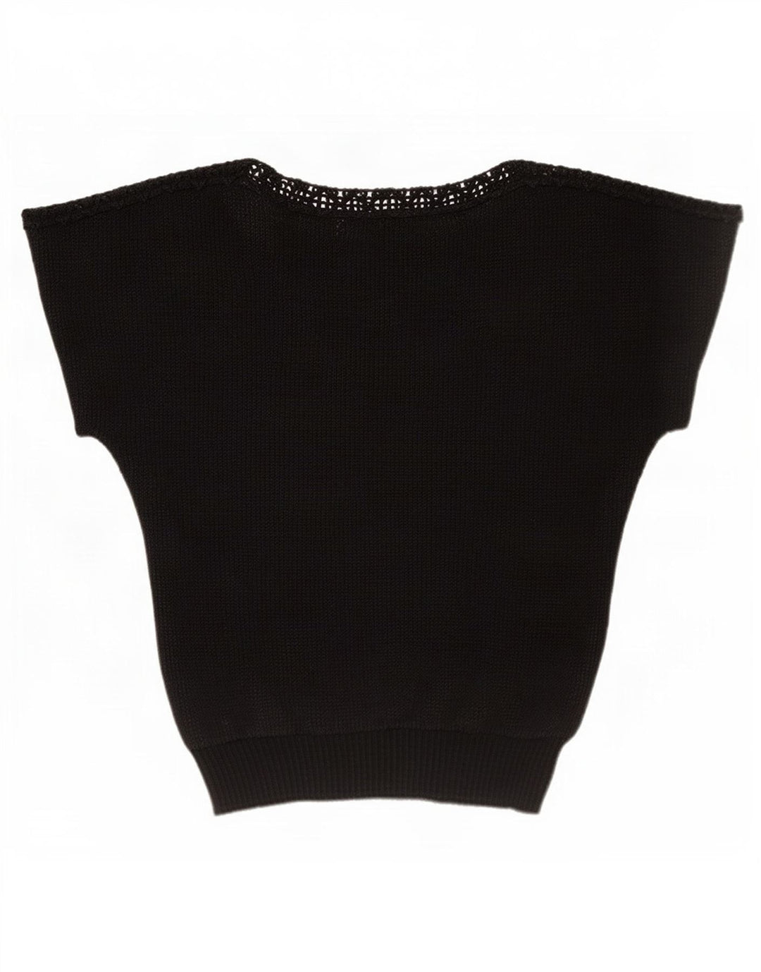 Vintage Damen Crop Durchsichtiges Fledermausblusen-Top IT 42 Medium Schwarz