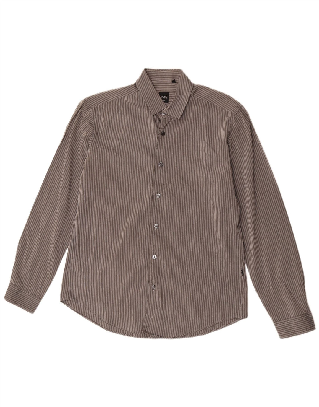 Hugo Boss Herren Slim-Fit-Hemd aus mittelgrauer Nadelstreifen-Baumwolle