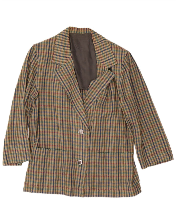 Vintage Damen 2-Knopf-Blazerjacke UK 18 XL Mehrfarbiger Gingham