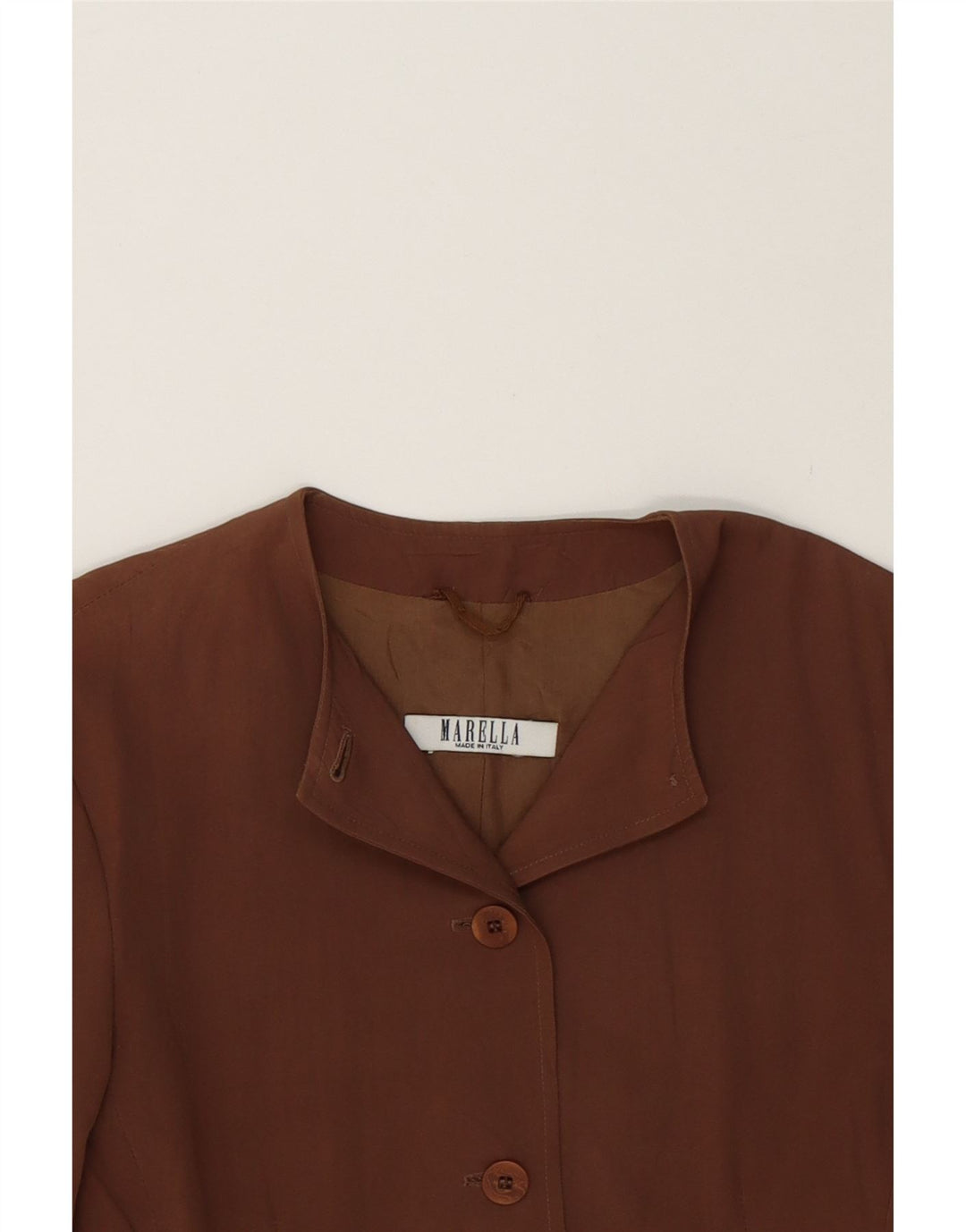 MARELLA Womens 4 Button Blazer Jacket UK 12 Medium Brown Viscose Vintage Marella and Second-Hand Marella from Messina Hembry 