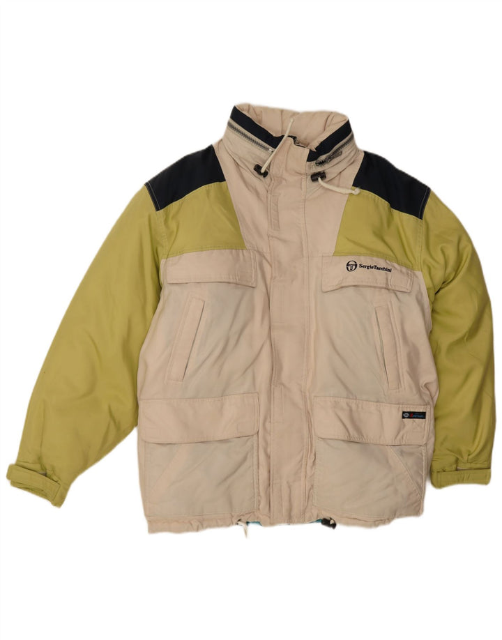 Sergio Tacchini Herren Wattierte Jacke UK 38 Medium Off White Colourblock