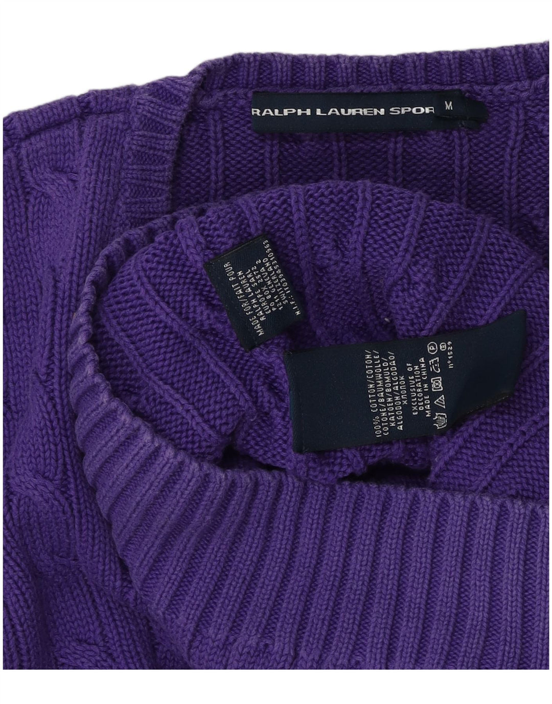 Ralph Lauren Damen-Pullover mit V-Ausschnitt, UK 12, mittelviolette Baumwolle