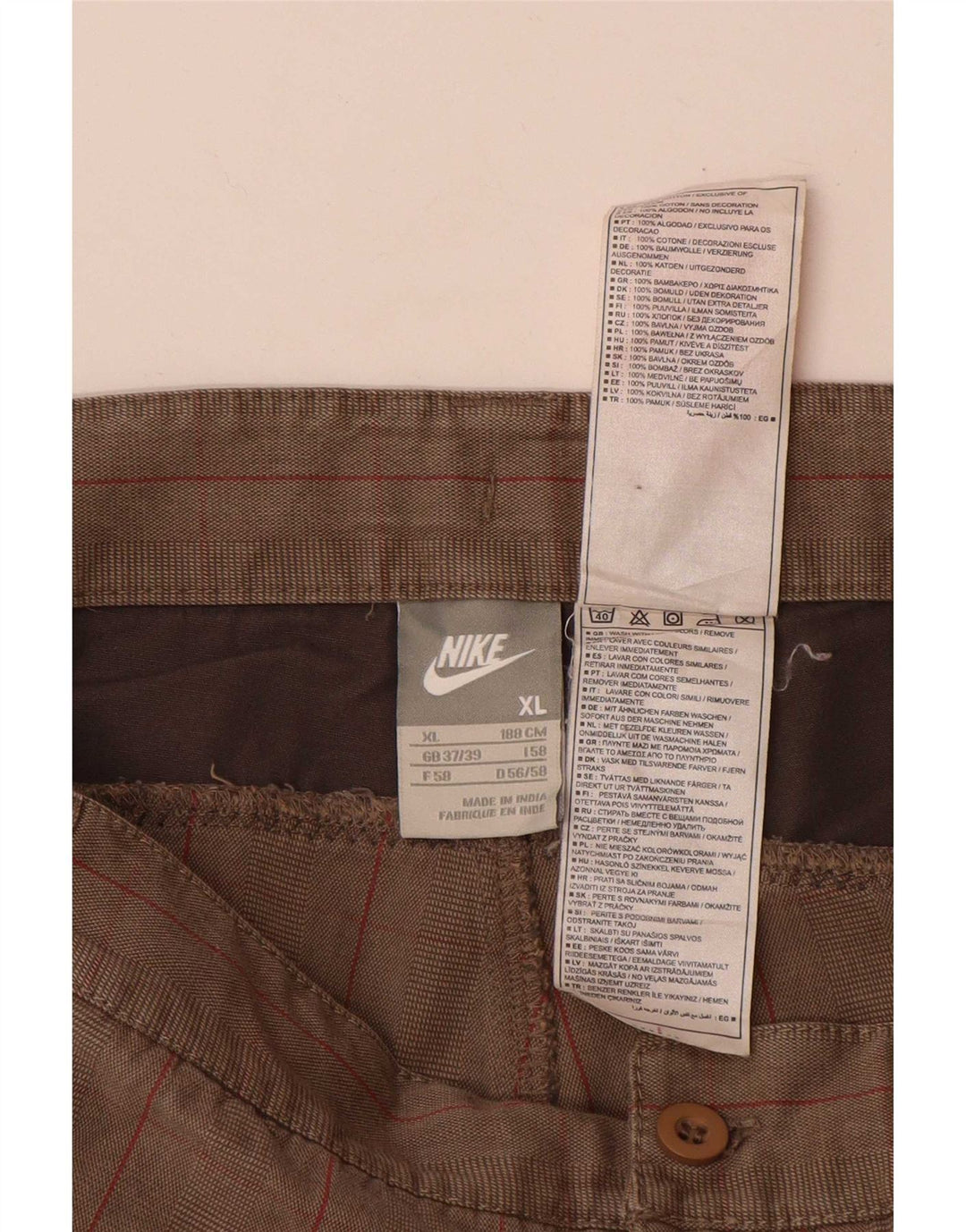 Nike Herren Cargo Shorts XL W38 Grau karierte Baumwolle