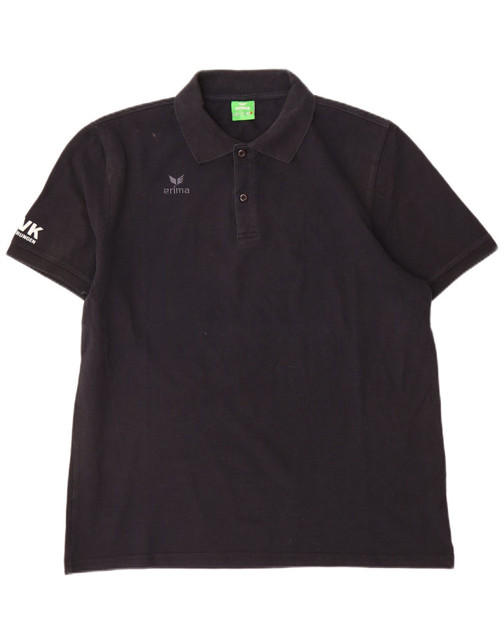 Erima Herren-Poloshirt mit Grafik, XL, schwarze Baumwolle