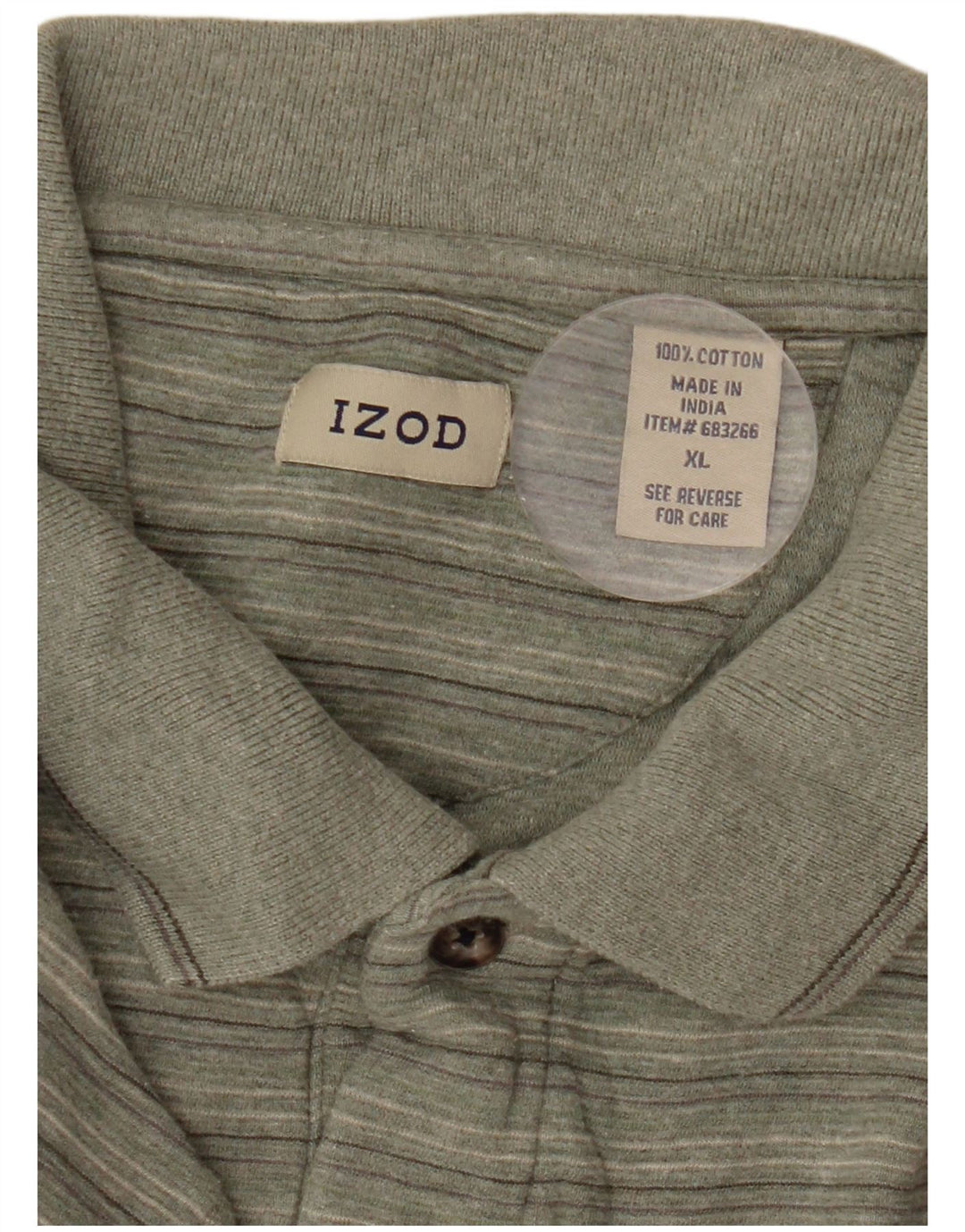 Izod Herren-Poloshirt XL, grün gestreift, Baumwolle
