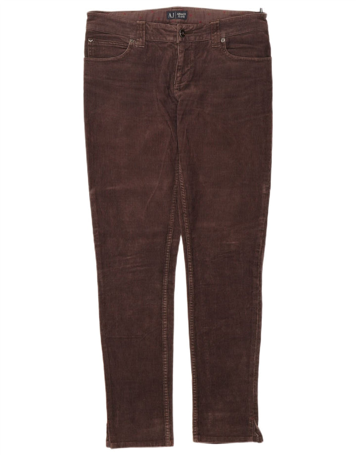 ARMANI Womens Slim Corduroy Trousers W28 L30  Brown