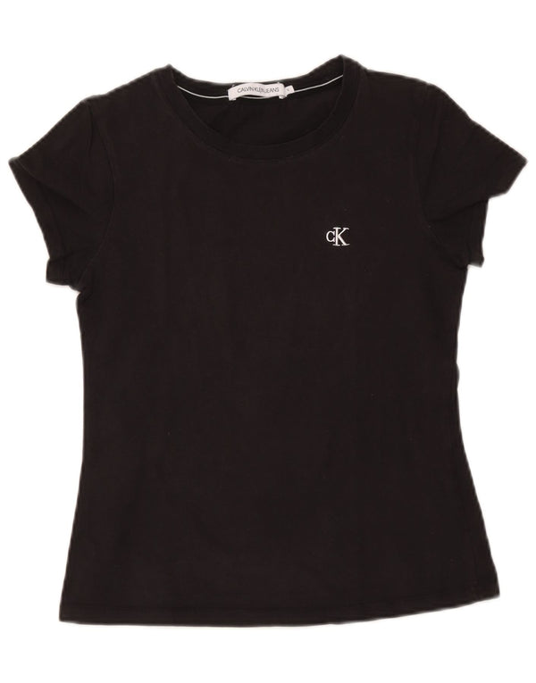 Calvin Klein Jeans Womens T-Shirt Top UK 10 Small Black Cotton