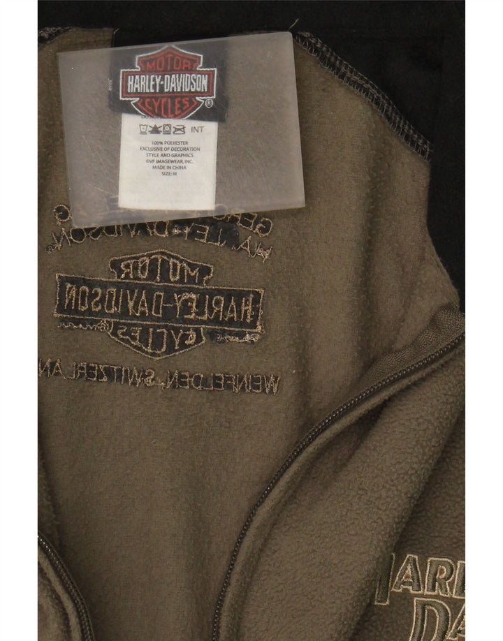 Harley Davidson Herren Fleecejacke UK 38 Medium Khaki Colourblock Polyester
