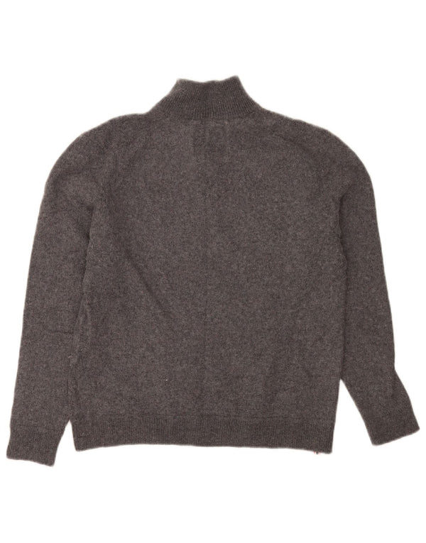 Superdry Damen-Pullover mit Reißverschluss am Hals, UK 18, XL, graue Wolle