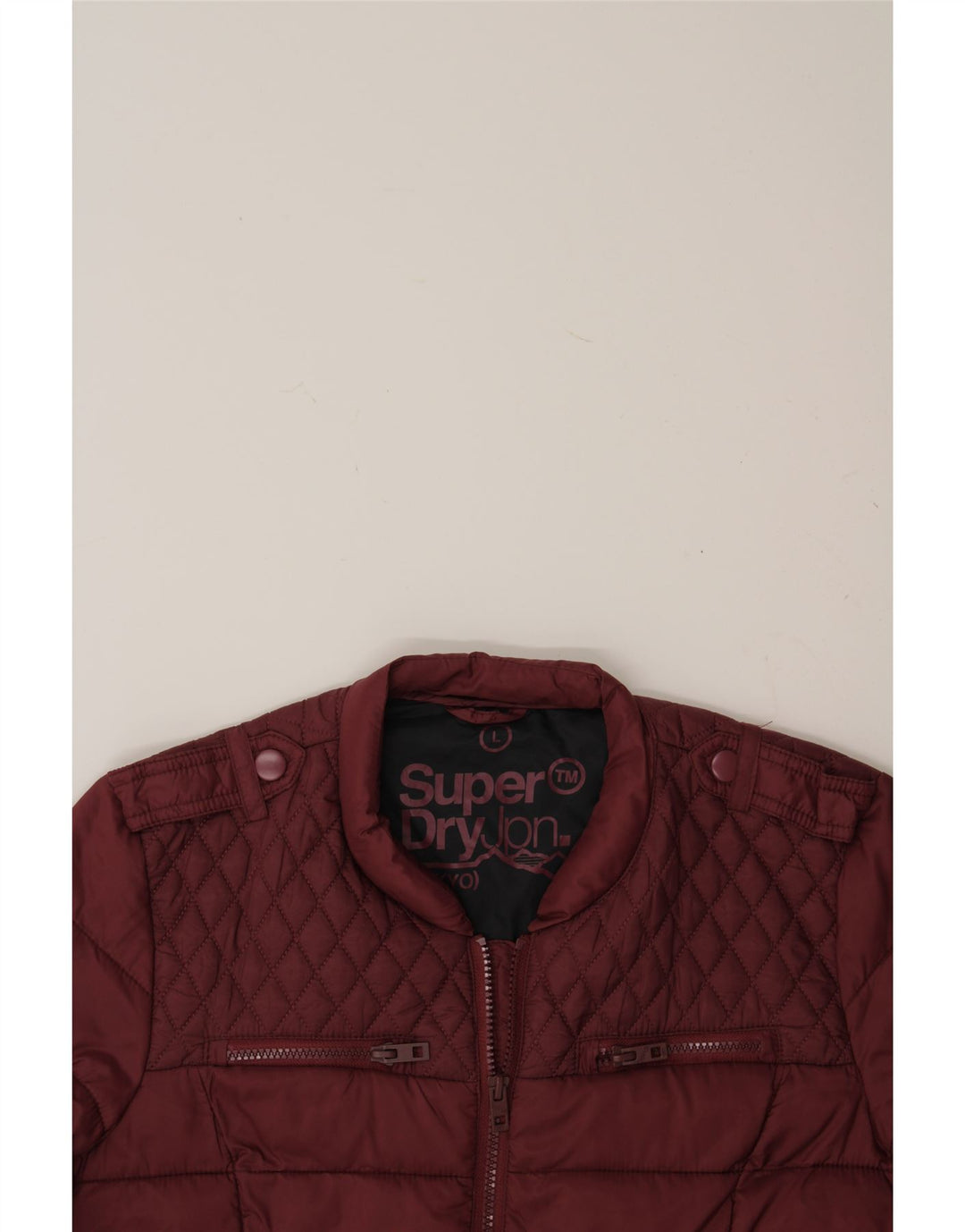 SUPERDRY Womens Military Padded Jacket UK 14 Large Maroon Nylon Vintage Superdry and Second-Hand Superdry from Messina Hembry 