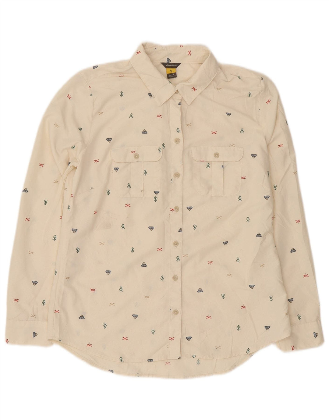 Eddie Bauer Damen-Hemd UK 14 Medium Off White Spotted