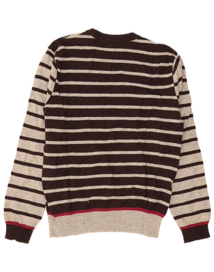 Invicta Herren-Pullover mit Rundhalsausschnitt, große grau gestreifte Wolle