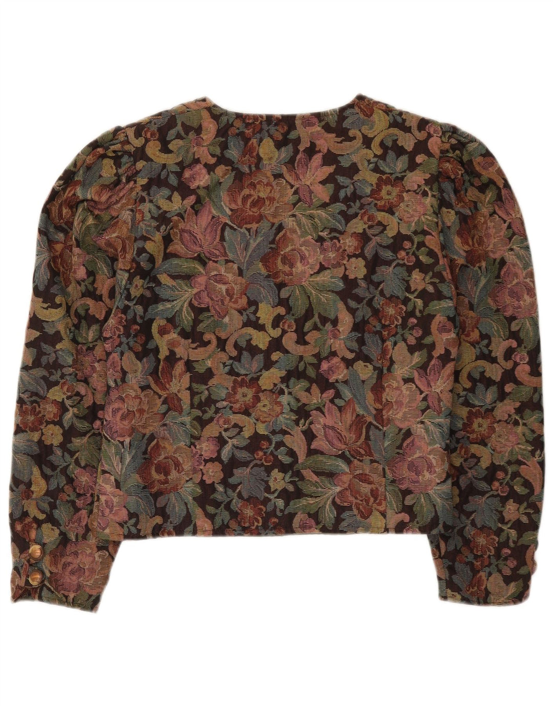 Vintage Damen Crop Blazer Jacke UK 12 Medium Mehrfarbig geblümt
