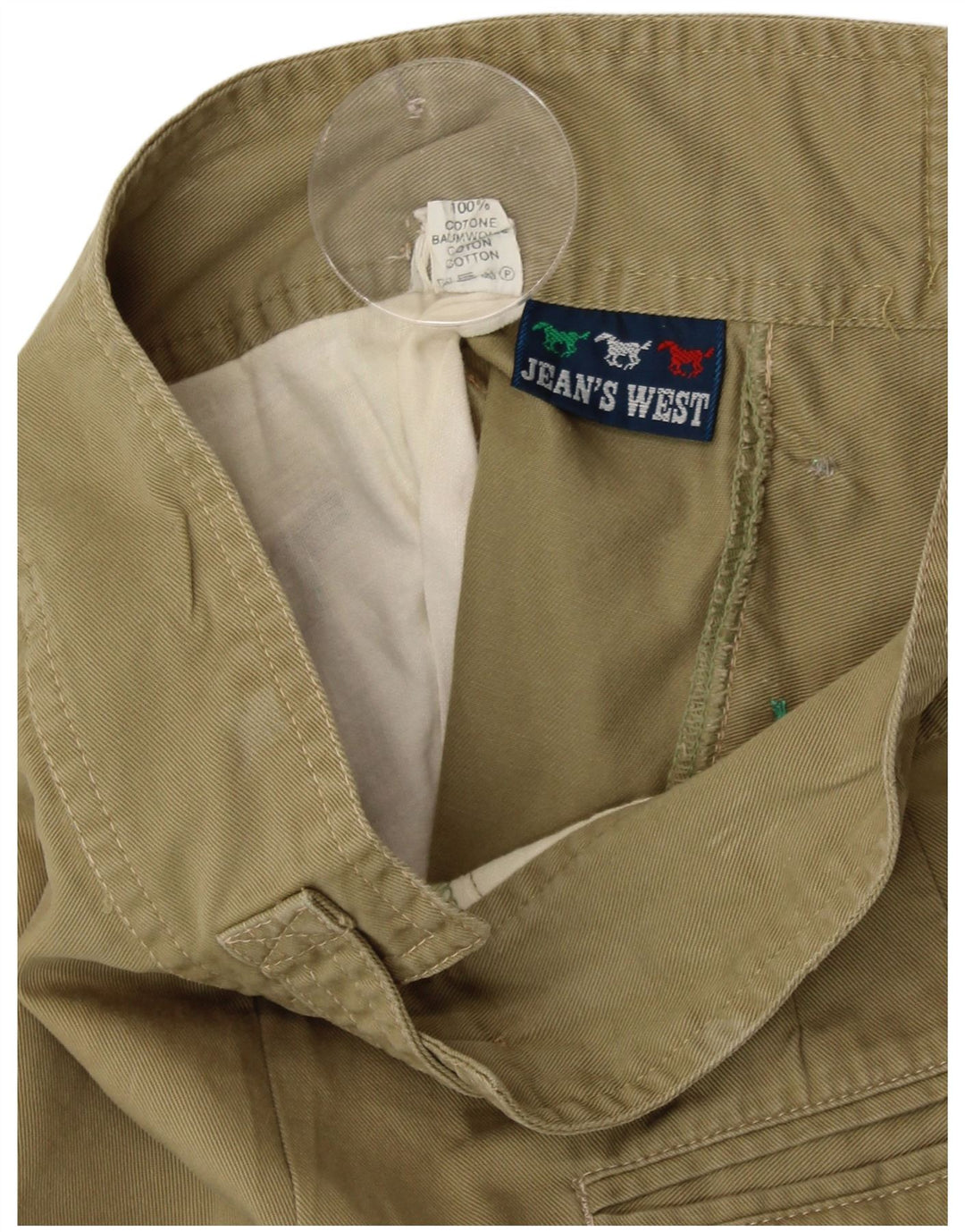 VINTAGE Damen Cullotes Bermuda Shorts W24 XS Khaki Baumwolle